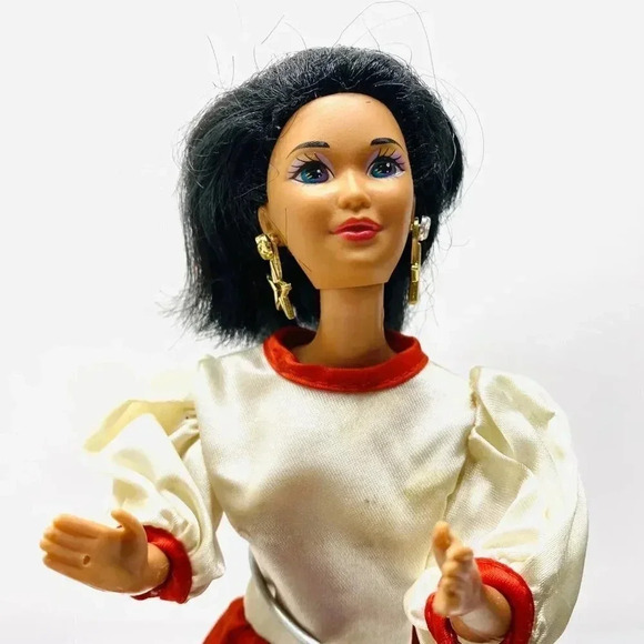 MATTEL BARBIE Asian Doll Black Short Hair Earrings Long Dress 12" Tall - Picture 2 of 11